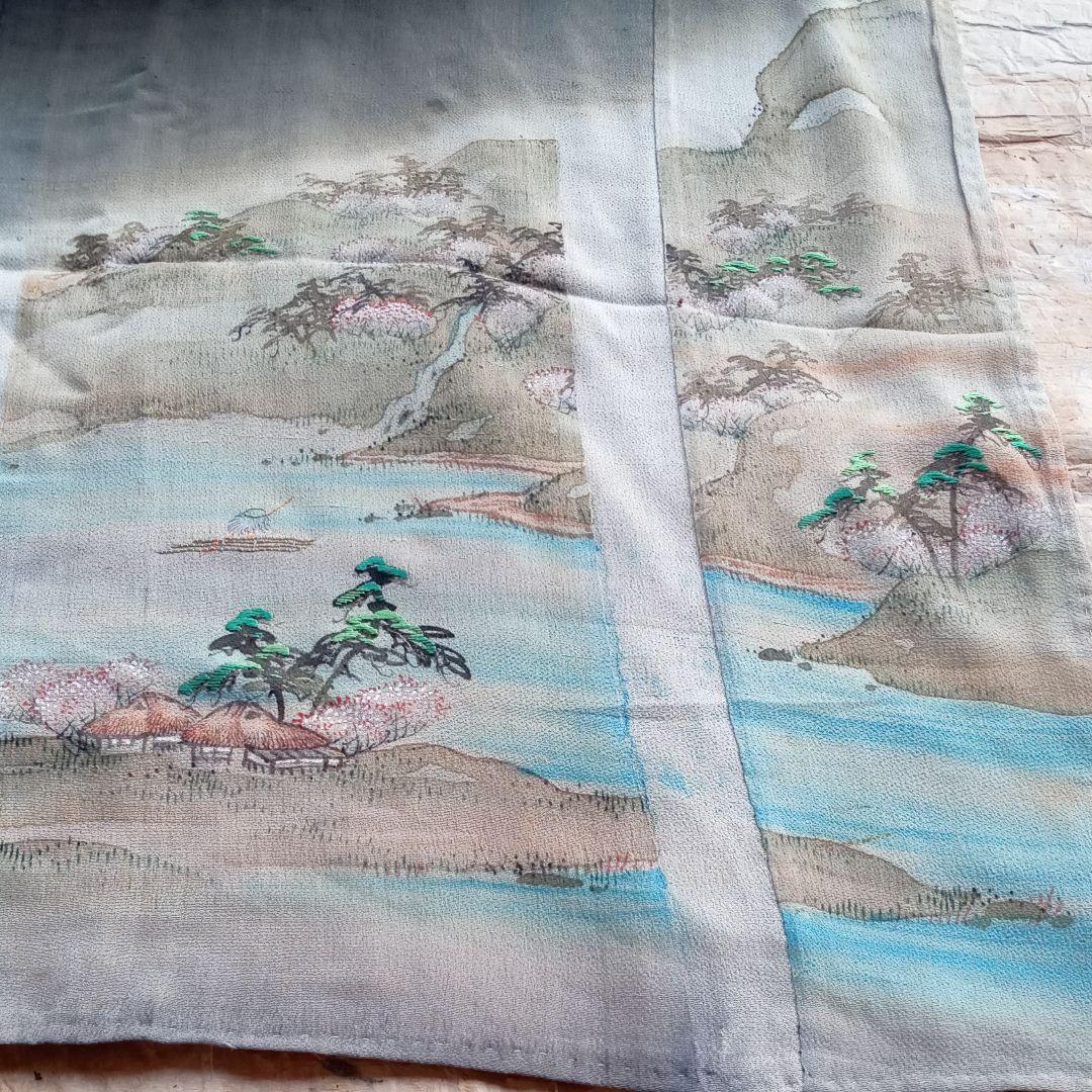 江戸ちりめん 縮緬 曙染 古布 刺繍 小袖裂 アンティーク リメイク 着物