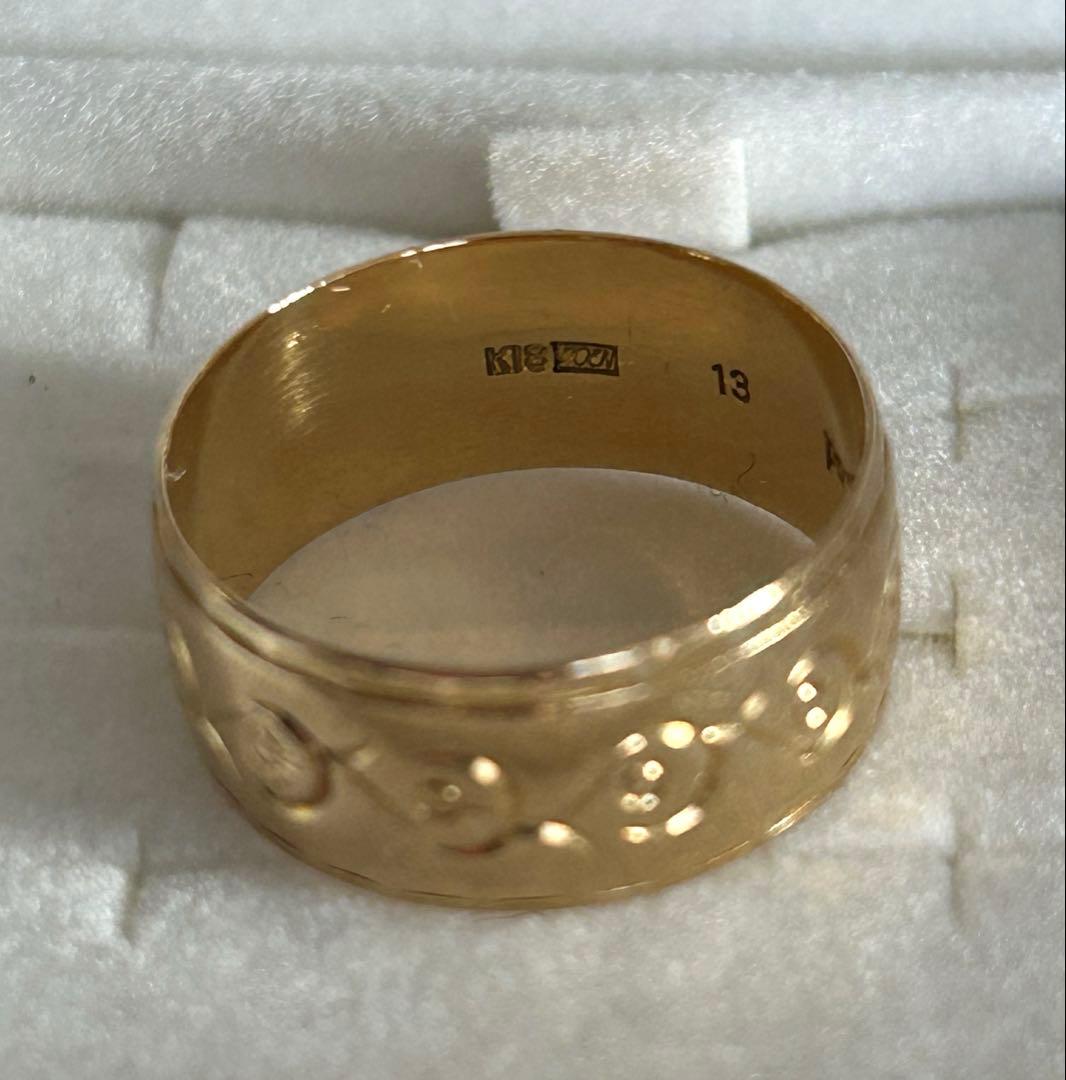 K18 平打ち デザインリング 造幣局刻印 約4.2g