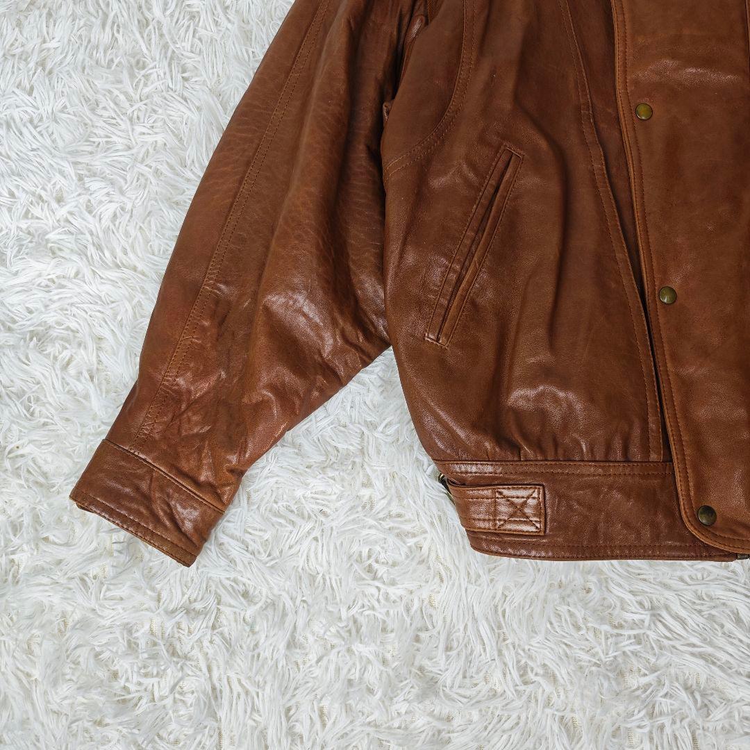 高級】VINTAGE イタリア製 ラムレザー 短丈 ジャケット メンズ 46