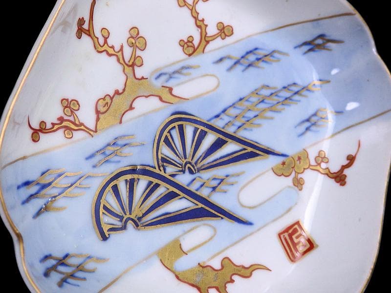 古伊万里 染錦 青海波に梅の図 菱形変形皿 5客 534AS-DBfの通販はau