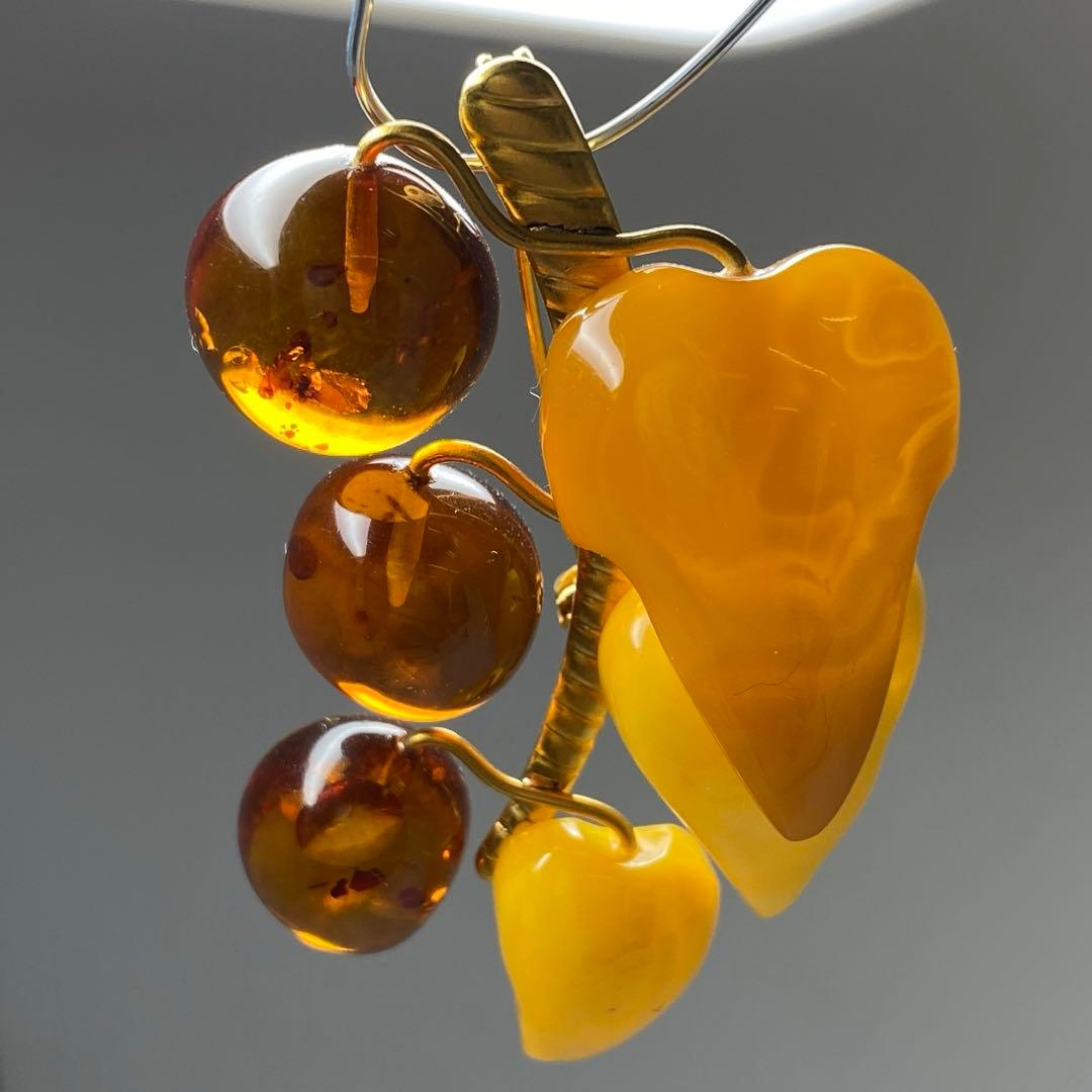 本蝋琥珀ブローチ 925刻印 本琥珀ブローチ5点 タエチ 50g