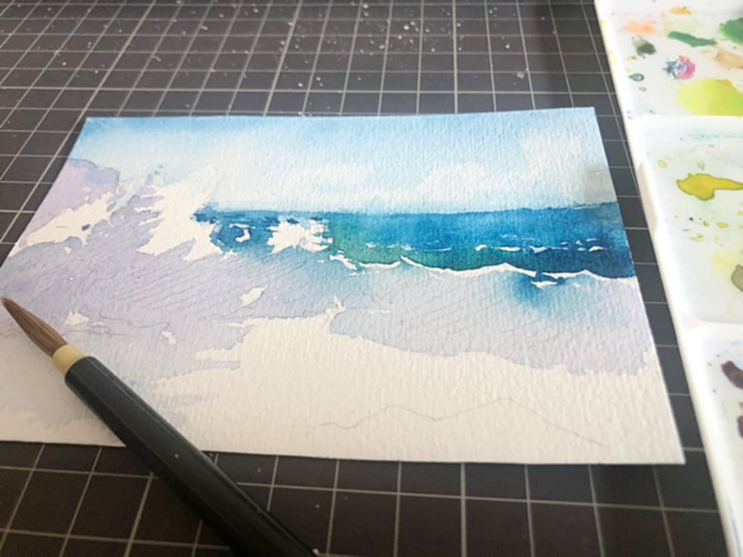 海、、、　水彩画　原画