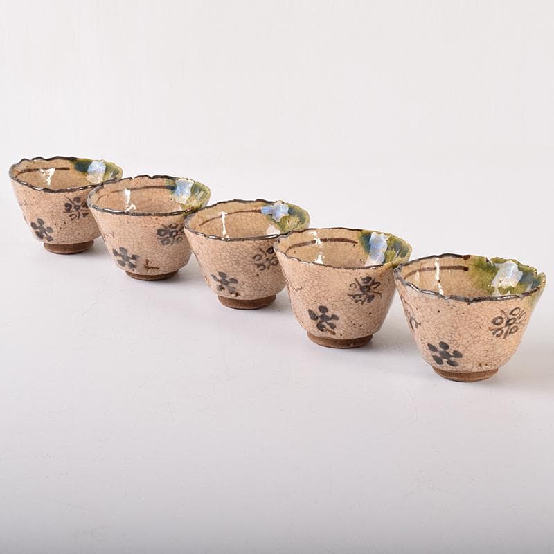 煎茶道具 織部焼 玉露 煎茶器揃 急須 湯冷 茶碗五客 V R7774 美術品