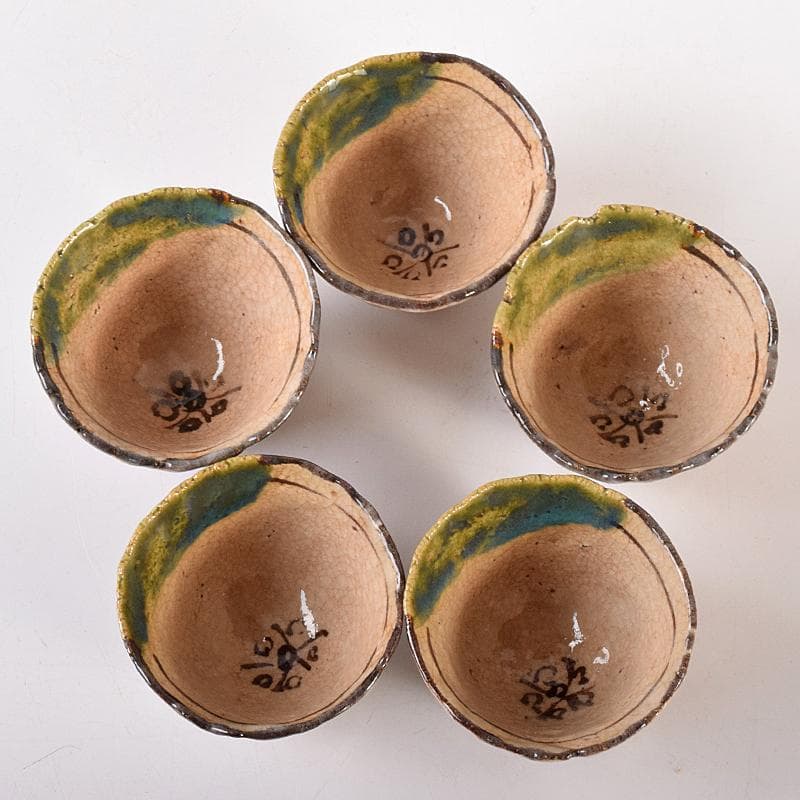 煎茶道具 織部焼 玉露 煎茶器揃 急須 湯冷 茶碗五客 V R7774 美術品