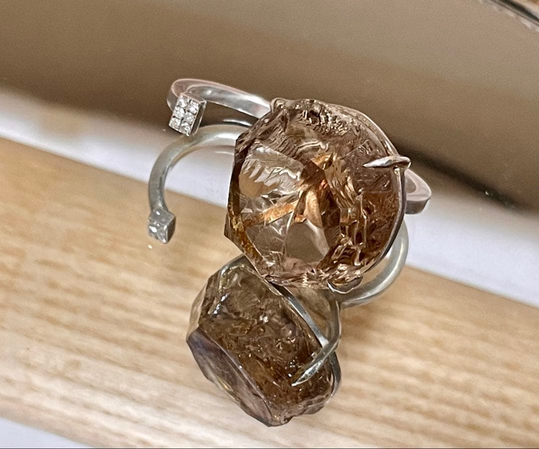 希少 adlin hue ダブルリング 指輪 レア 1点物 ダイヤモンド 二本指