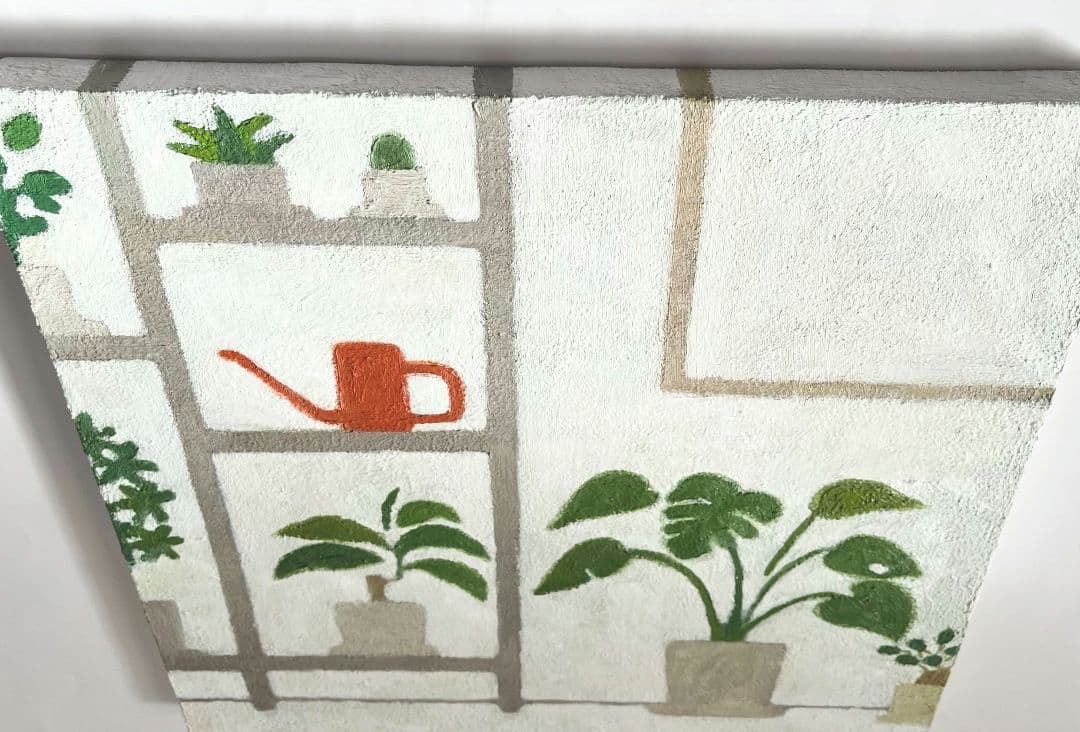 油彩画　観葉植物の部屋