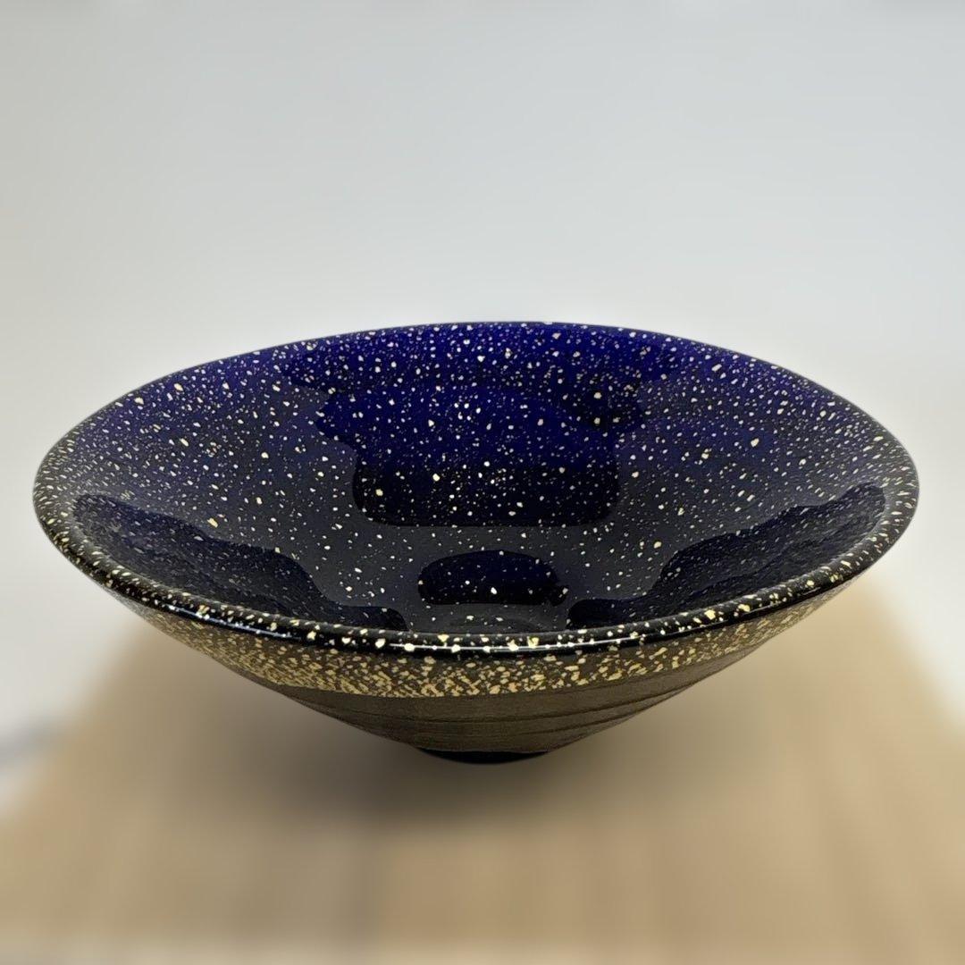 茶道具 渡辺信二 金箔鉢満点星 平茶碗