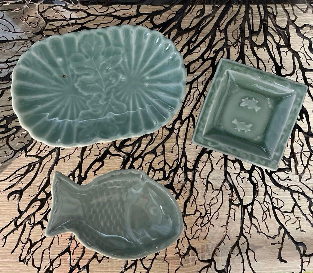 骨董 古伊万里 菊割重ね 菊花 変形 長皿 膾皿 向付 1客