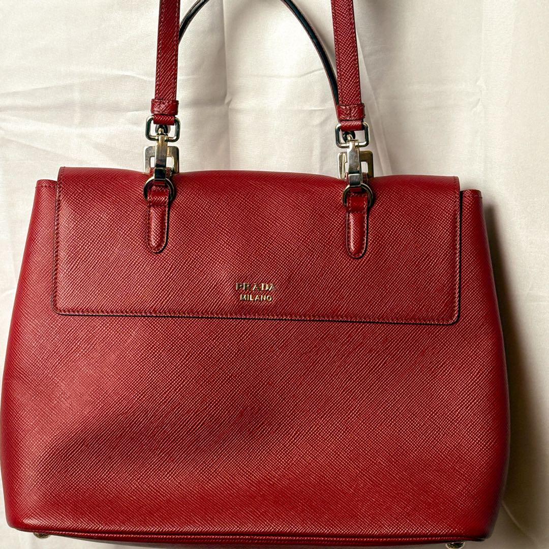PRADAサフィアーノレザ 2wayバッグ上品高級トート ショルダー極美品