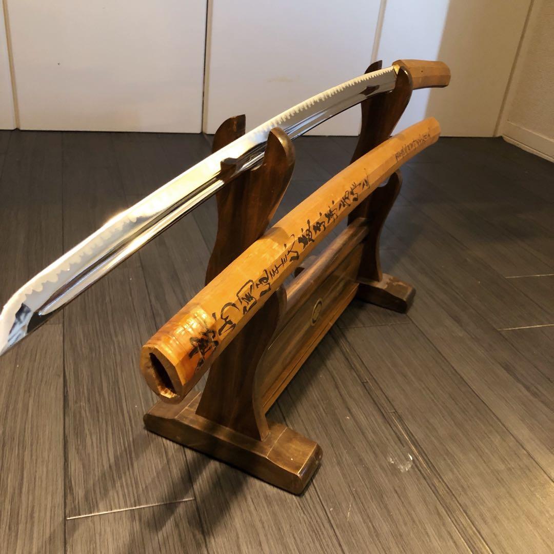 高級模造刀 白鞘 樋入り刀身　濃州関住二十三代藤原兼房作之 刃長二尺三寸五分有之