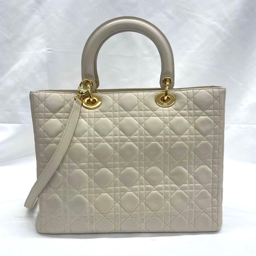 美品✨Dior レディディオール 2way ハンドバッグ ホワイト アイボリー