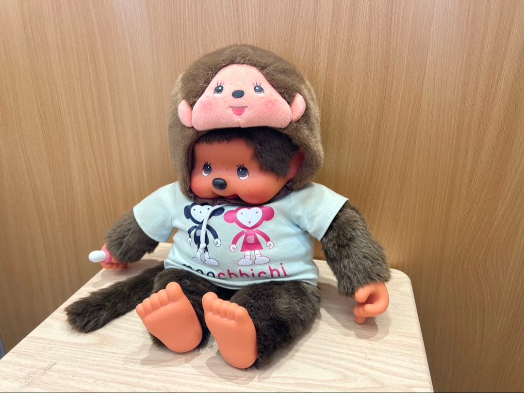 【希少・ビッグサイズ】モンチッチ おサル帽子付きぬいぐるみ Monchhichi
