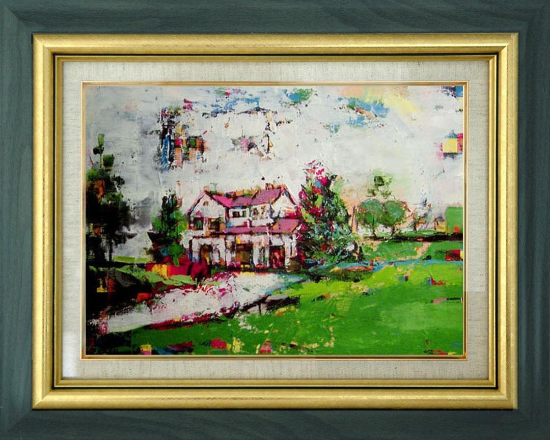 油絵 菅家令子 絵 絵画 インテリア 額付(黒) uF6-060704 風景