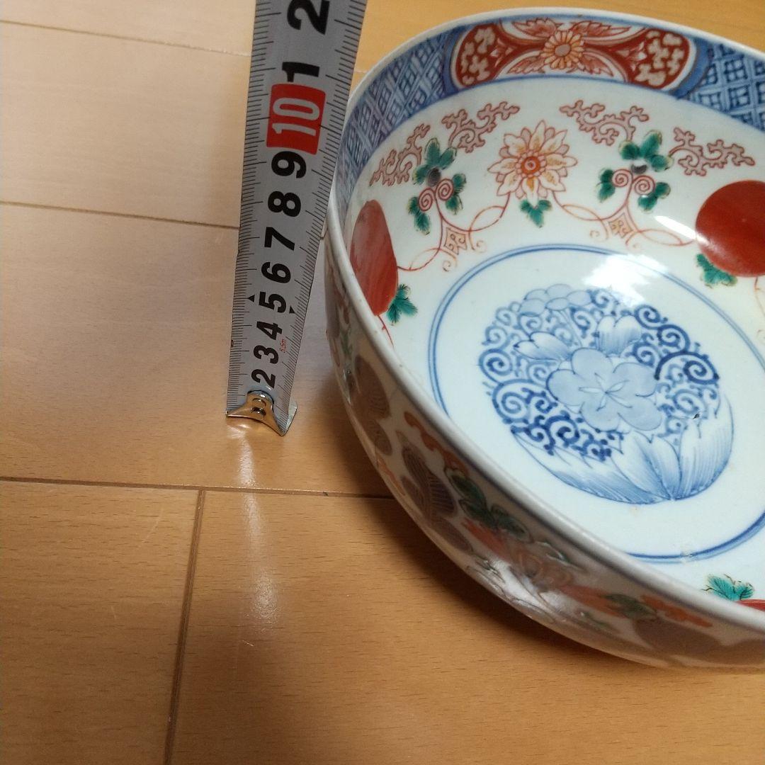 古伊万里、赤玉、金彩、丸鉢、19センチ