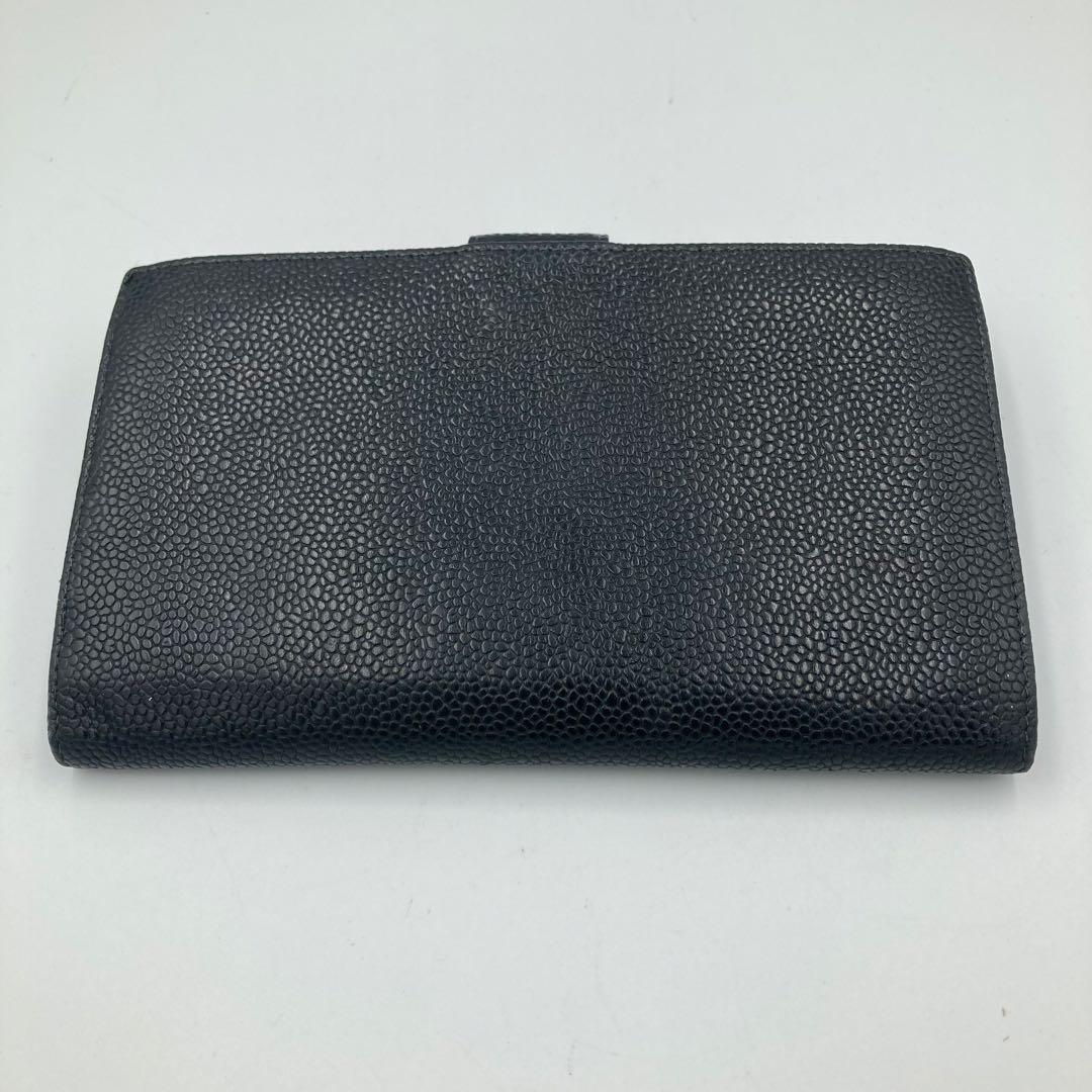 5444】CHANEL キャビアスキン 二つ折り財布 がま口