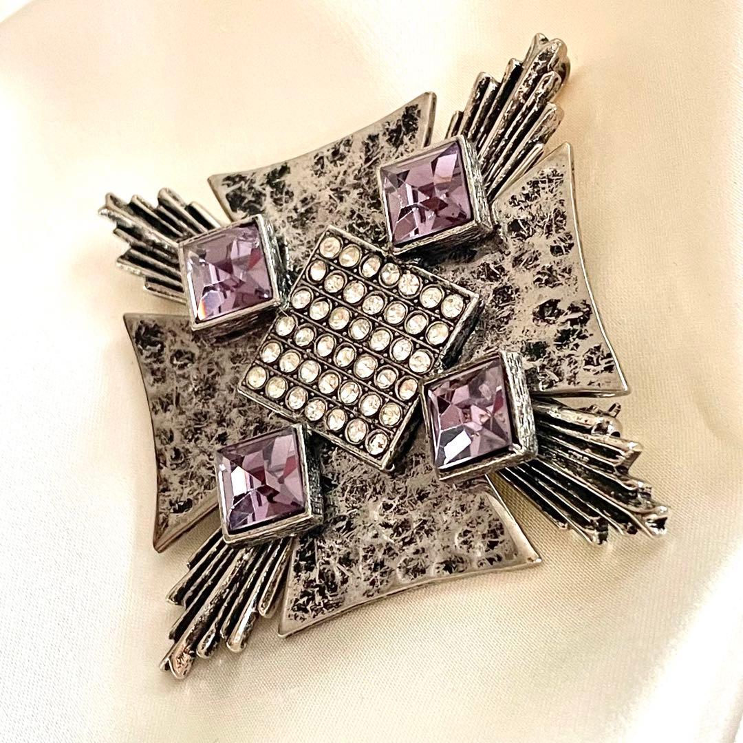 超希少 イヴサンローラン ヴィンテージ カラーストーン 大ぶり ブローチ