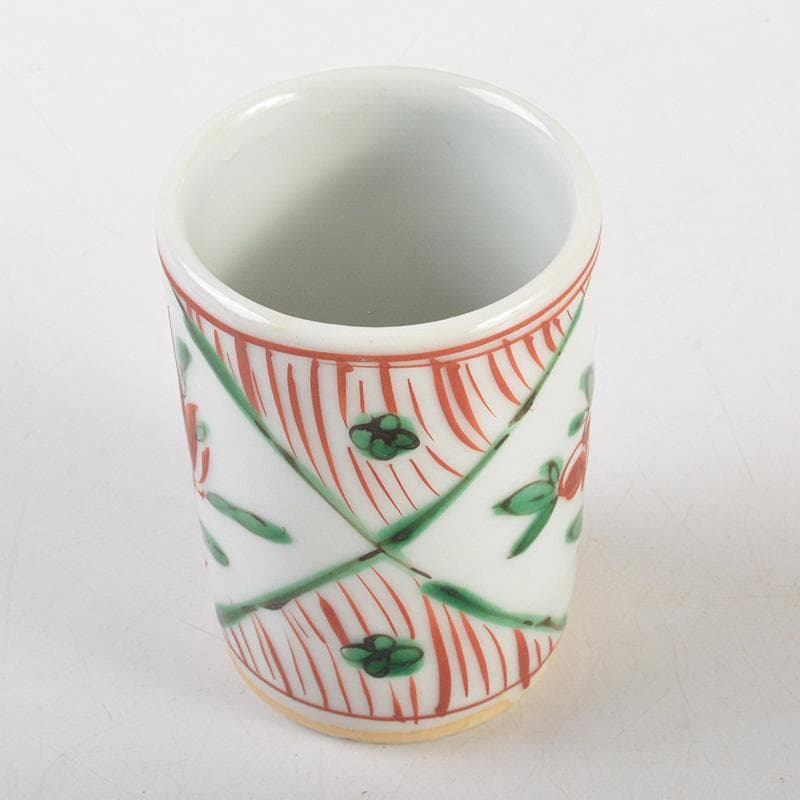 茶道具 平安竹泉造 坂田脩軒題 赤絵花文 巾筒 共箱