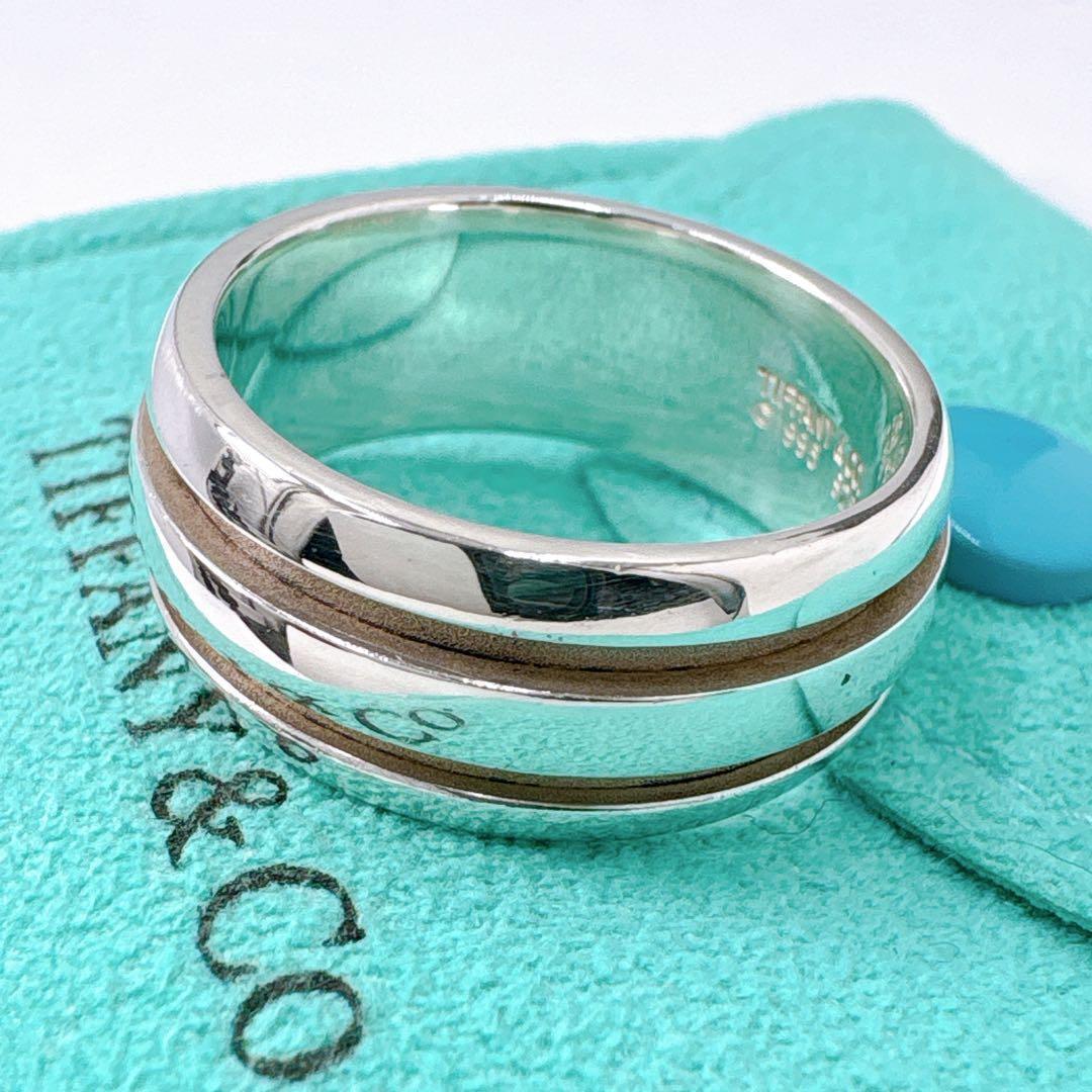 美品 オールドティファニー グルーヴ ダブルライン リング 21号 シルバー