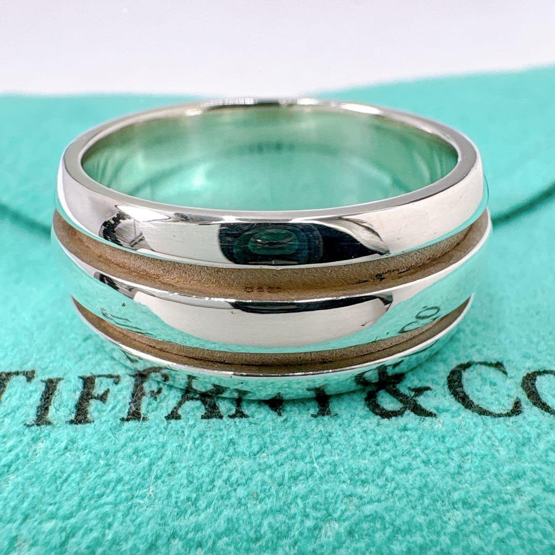 美品 オールドティファニー グルーヴ ダブルライン リング 21号 シルバー