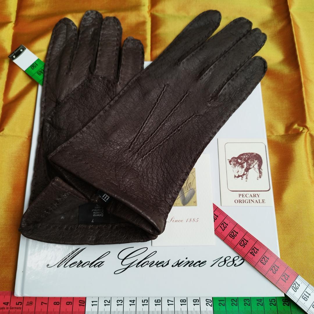メローラ ペッカリー焦茶 ライニングなし グローブ 革手袋 MEROLA