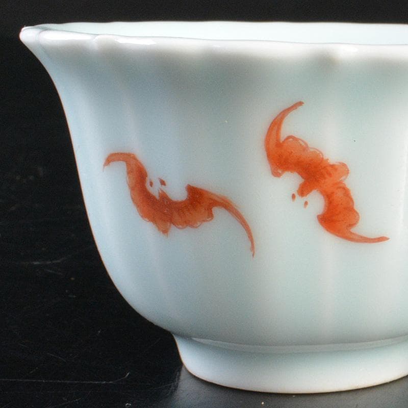 中国 色絵 蝙蝠山水文 煎茶碗 五客 桐箱 M R6397E - メルカリ