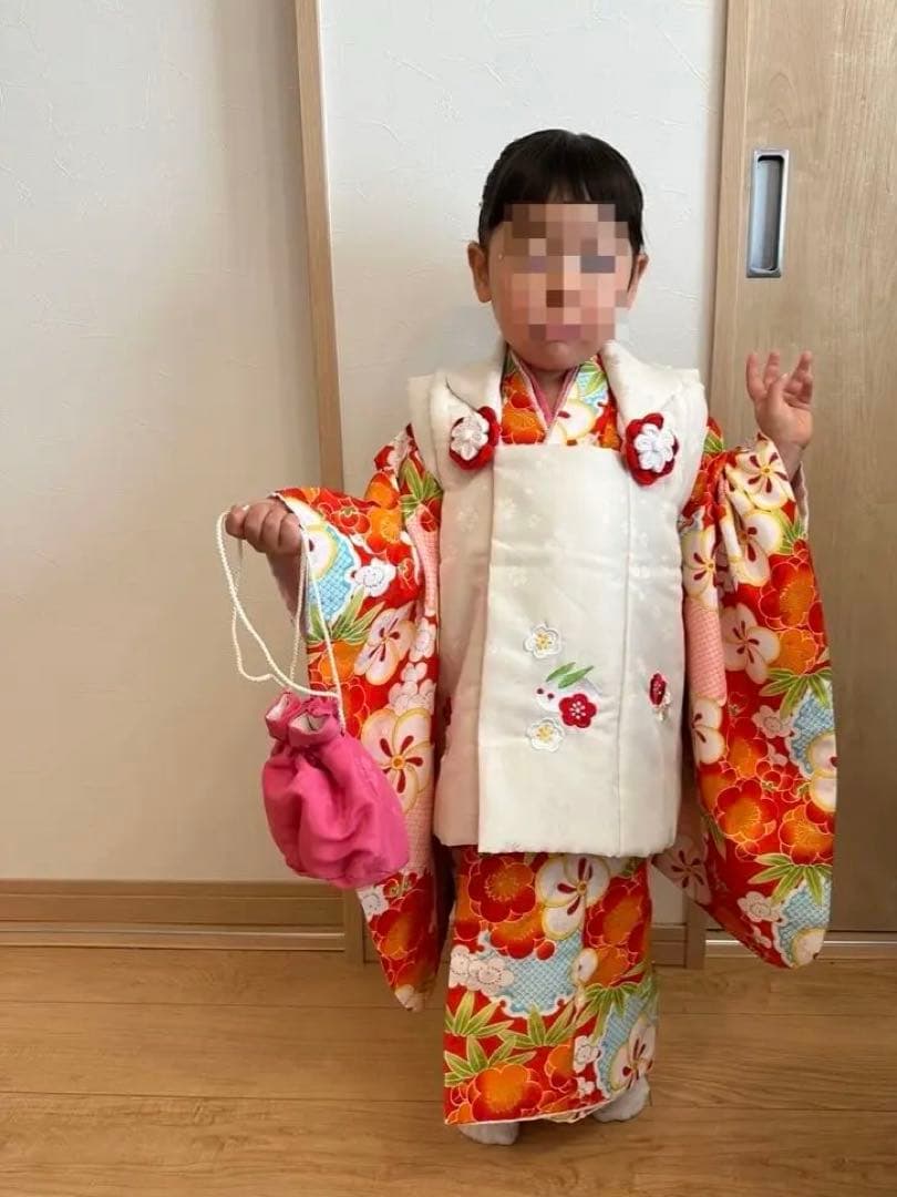 小町キッズ　　七五三　花柄　着物　白　被布セット　卒園式　袴　入学式スーツ