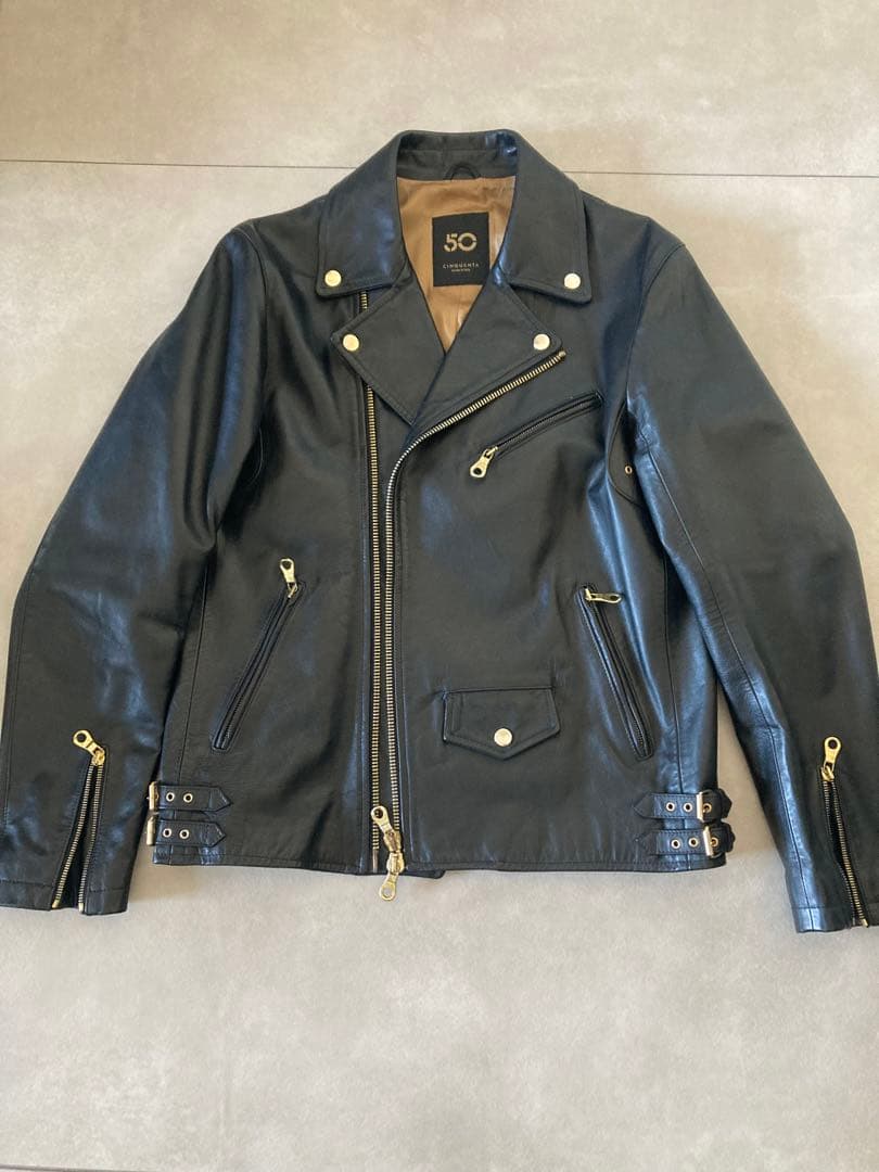 チンクアンタ レザージャケット ライダース 48 CINQUANT ホース 黒 50