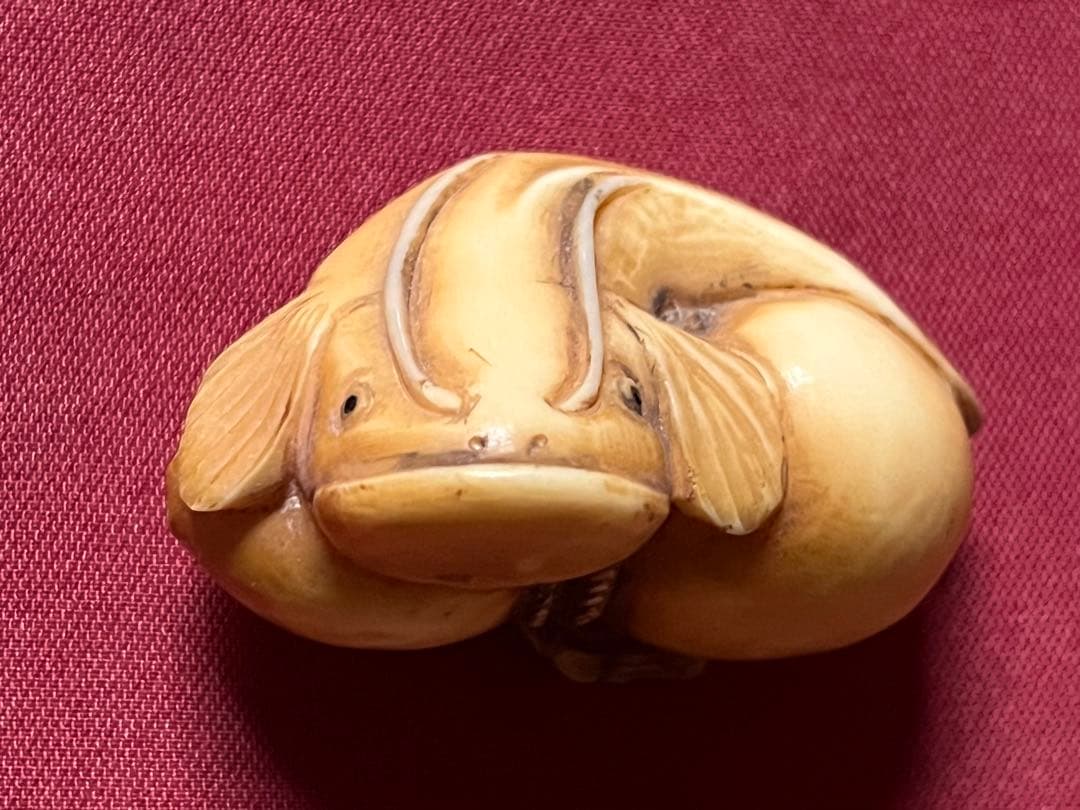 古印材 寿山石細工彫り『鯉登龍門』明治期庚子年款 印材3点セット仿