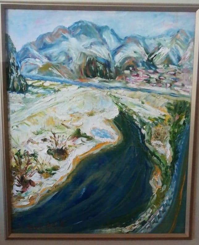 額装　額絵　風景画　サインあり