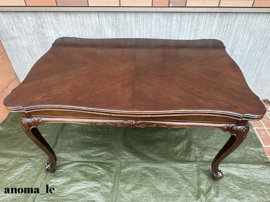 【ドローリーフテーブル】伸長式　猫足　エクステンションテーブル　ヴィンテージ◎