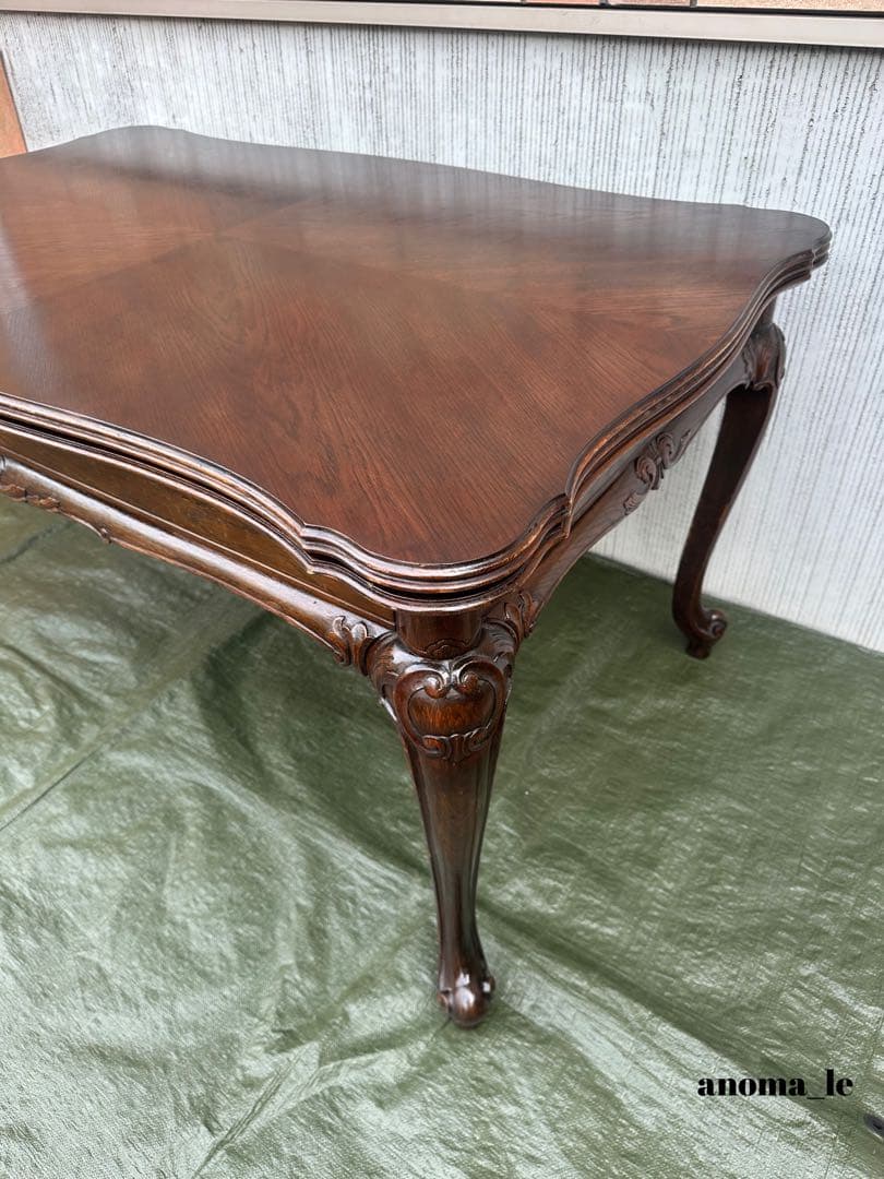 【ドローリーフテーブル】伸長式　猫足　エクステンションテーブル　ヴィンテージ◎