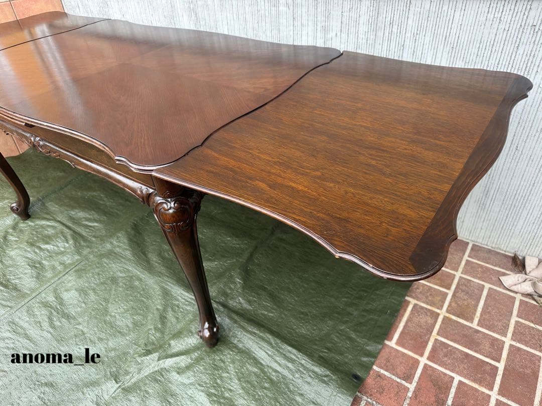 【ドローリーフテーブル】伸長式　猫足　エクステンションテーブル　ヴィンテージ◎