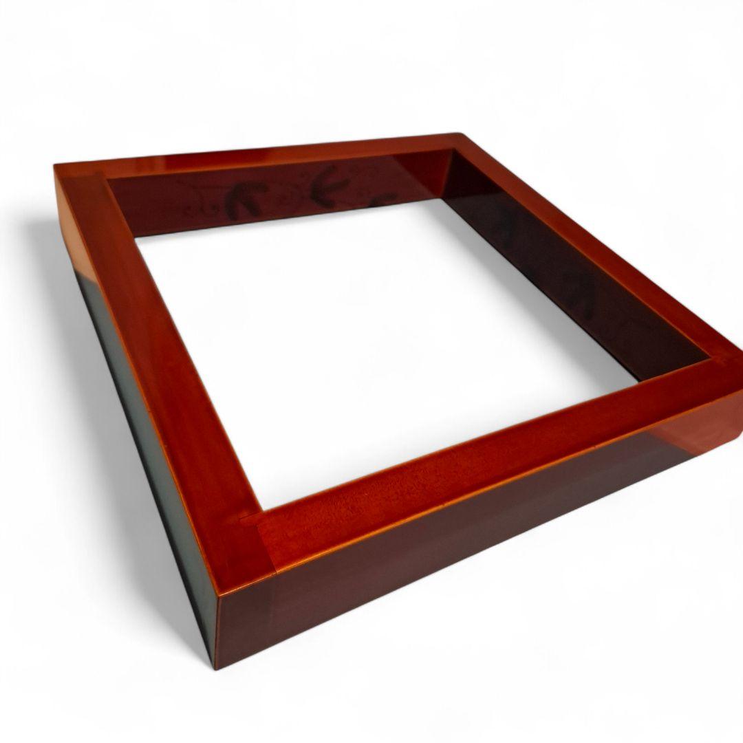 【美品】茶道具 炉縁 羽根唐草 線描 植物文様 溜塗風 42.5cm