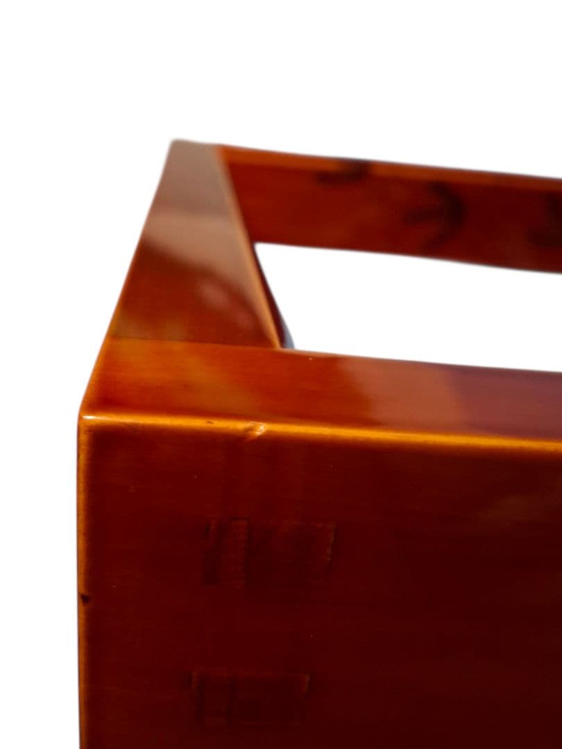 【美品】茶道具 炉縁 羽根唐草 線描 植物文様 溜塗風 42.5cm