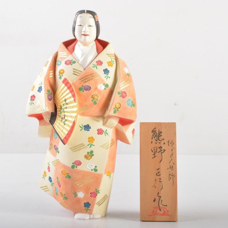 筑前博多人形 能人形 国崎正行作 熊野 台・札・ガラスケース付 C 5405A