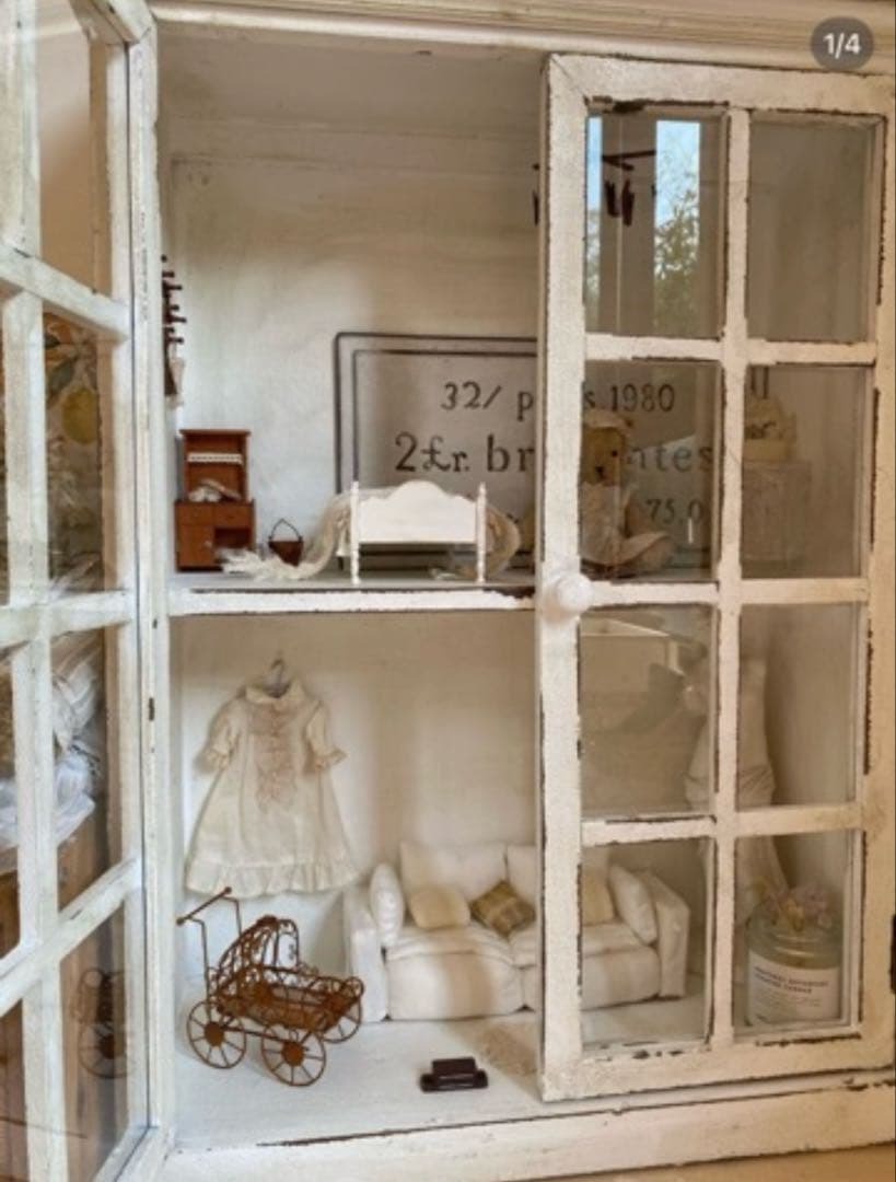 インテリア キャビネット アンティーク風 ドールハウス 2段収納