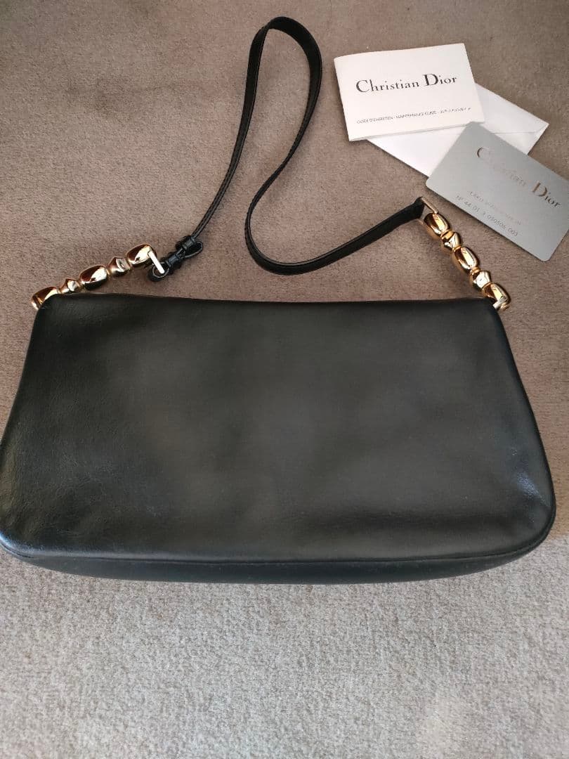 美品／希少です！　クリスチャンディオール　マリスパール　トロッター　レザー　黒
