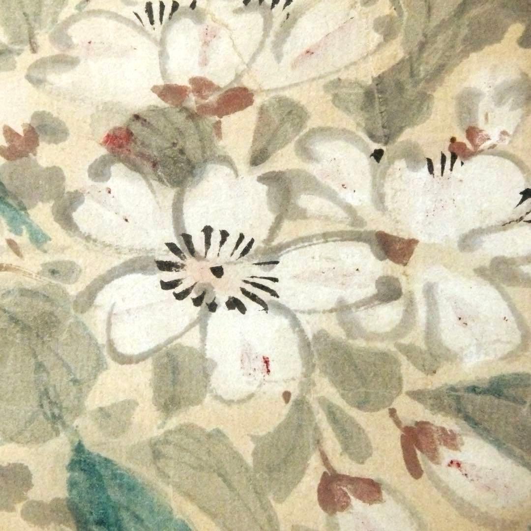 2077様感謝‼️風かほる‼️肉筆　掛け軸　「桜にすずめ」吉田公均　作　春彼岸