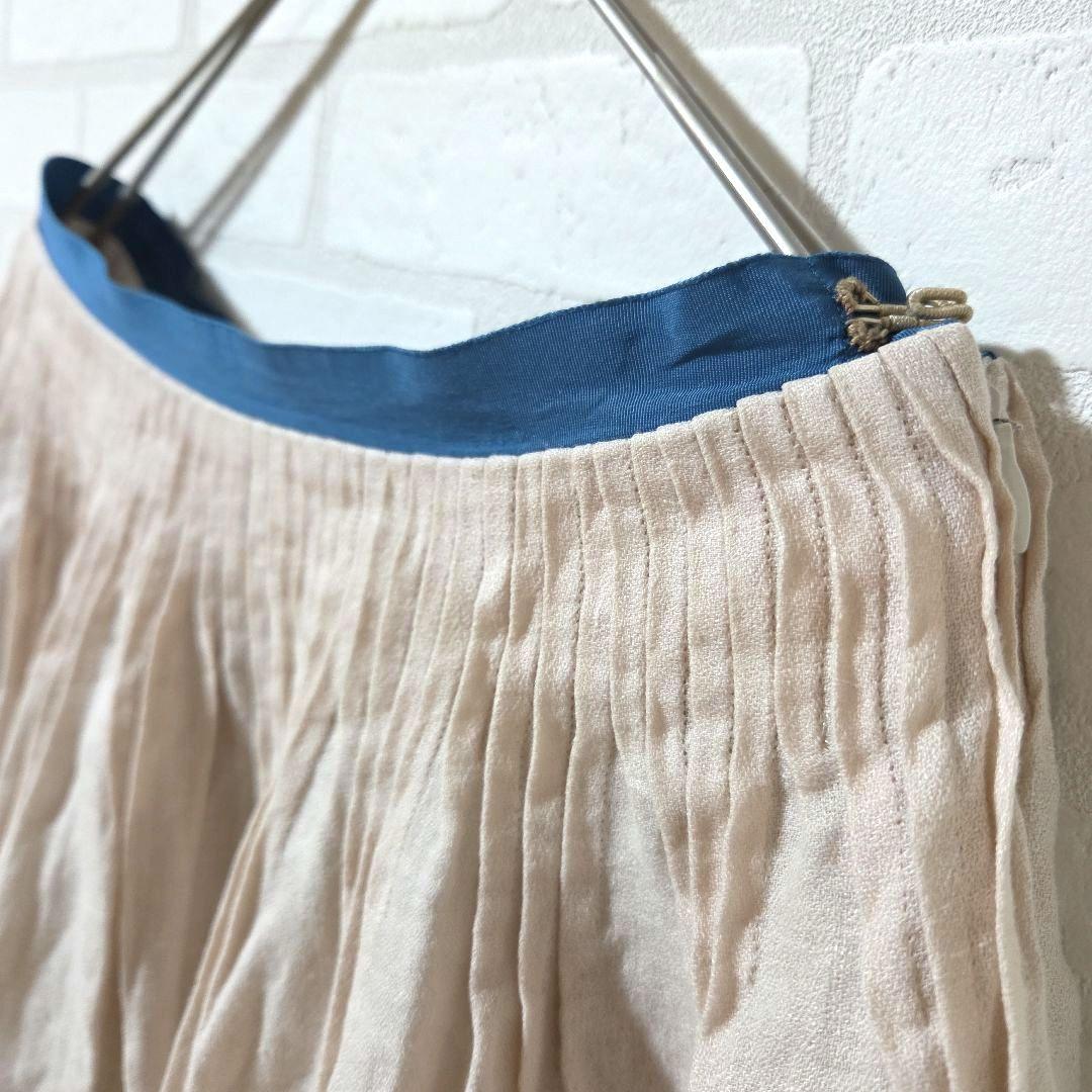 【mina perhonen　ミナ ペルホネン】　刺繍　リネン　スカート　タック