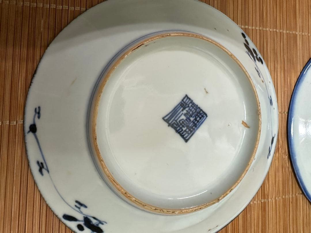 中国陶磁器　染付　清時代　清朝　大清乾隆￼年製￼ お皿5枚セット箱あり骨董古美術