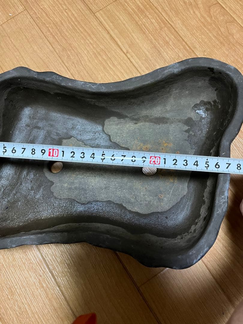 盆栽鉢　希少松皮　一点物　ヴィンテージ　手捻り鉢　1.3kg