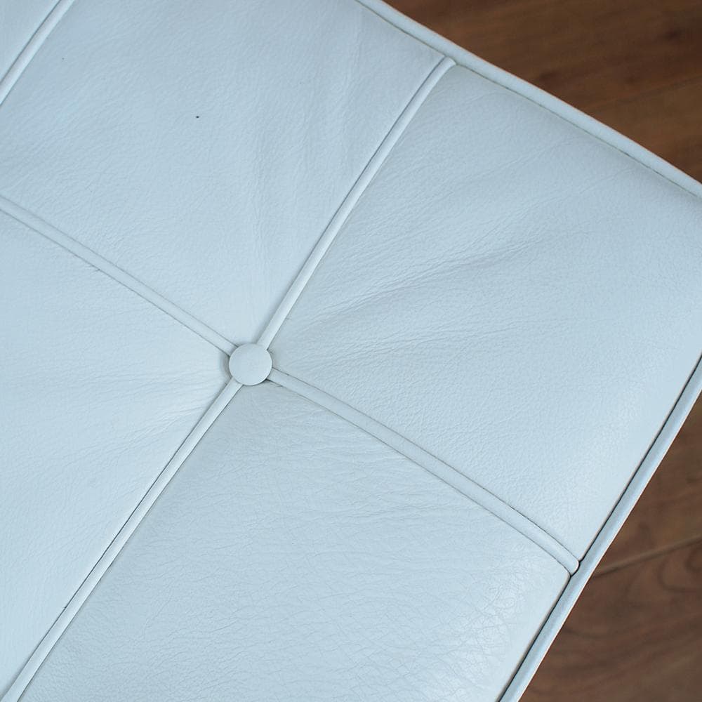 リプロダクト品 本革 バルセロナチェア用オットマン 白/ホワイト