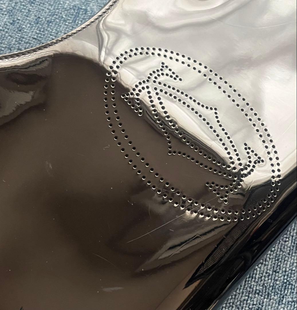 カルティエ　マルチェロ　パンチングロゴ　エナメル　パテント　レザー　ブラック