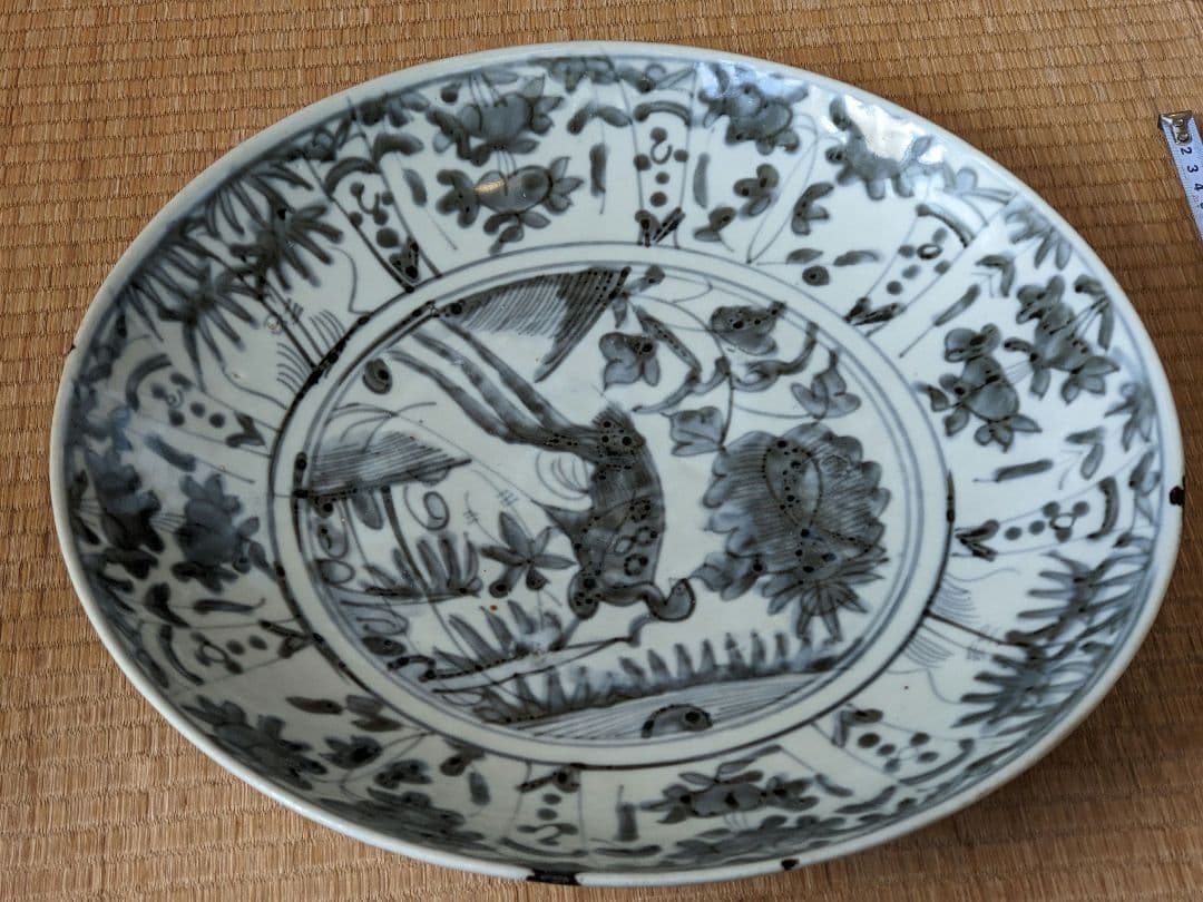 ♢中国陶磁 猿草花文 呉州手 染付大皿 明時代末 漳州