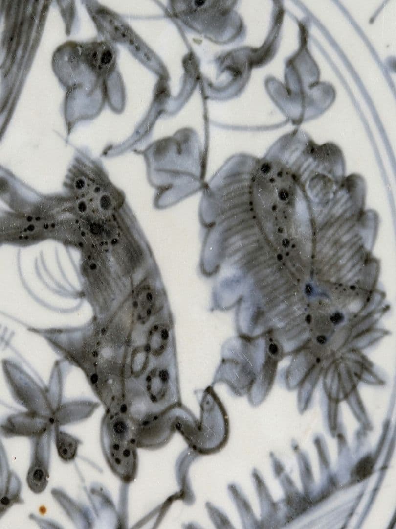 ♦中国陶磁 猿草花文 呉州手 染付大皿 明時代末 漳州窯 青花磁器 古美術骨董品