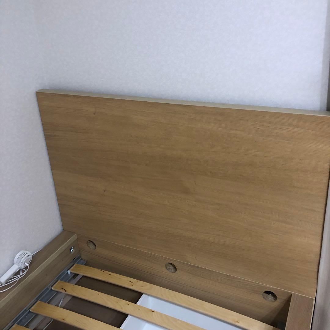 ナチュラルウッド シングルベッドフレーム 引き出し付き、IKEA、イケア、