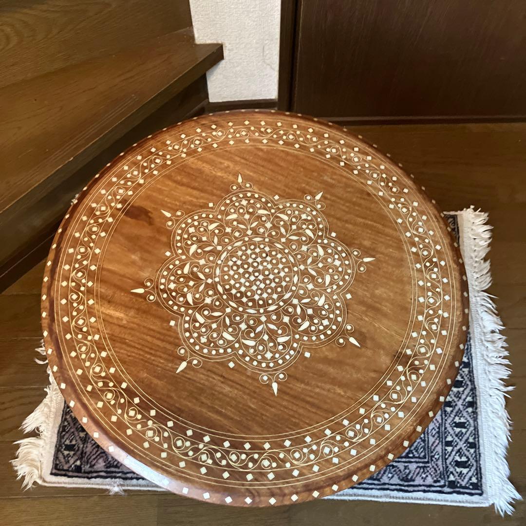 中東で購入した象嵌彫テーブルの通販はau PAY マーケット - 輸入雑貨の