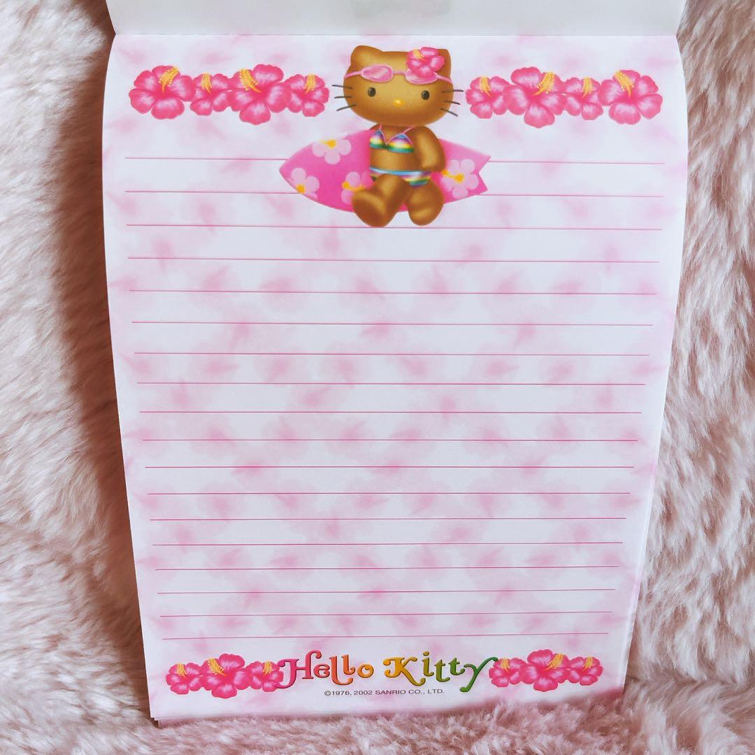 希少レア　ハローキティ　日焼け　ボード　ハイビスカス　レターセット　メモ帳