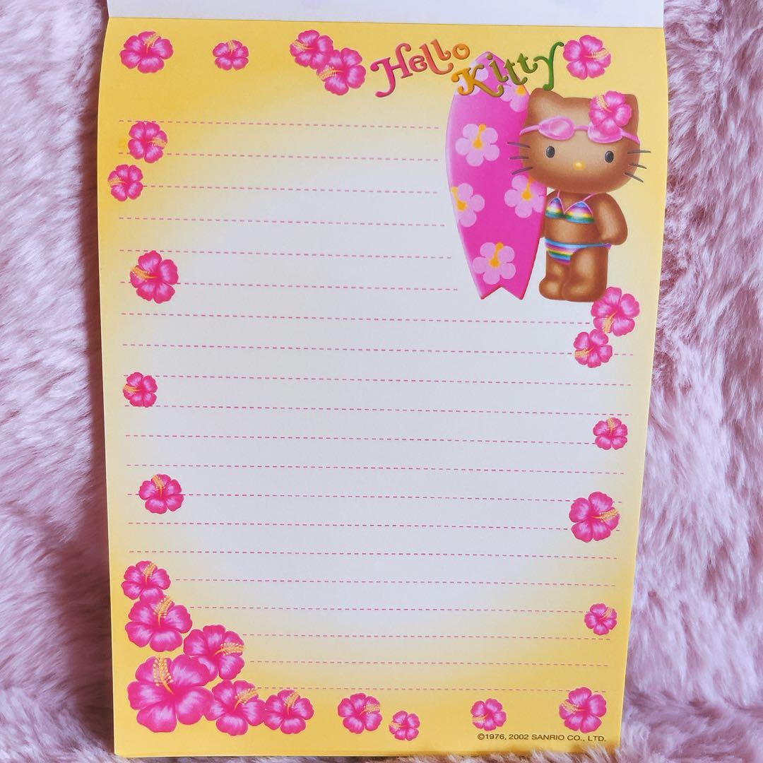希少レア　ハローキティ　日焼け　ボード　ハイビスカス　レターセット　メモ帳