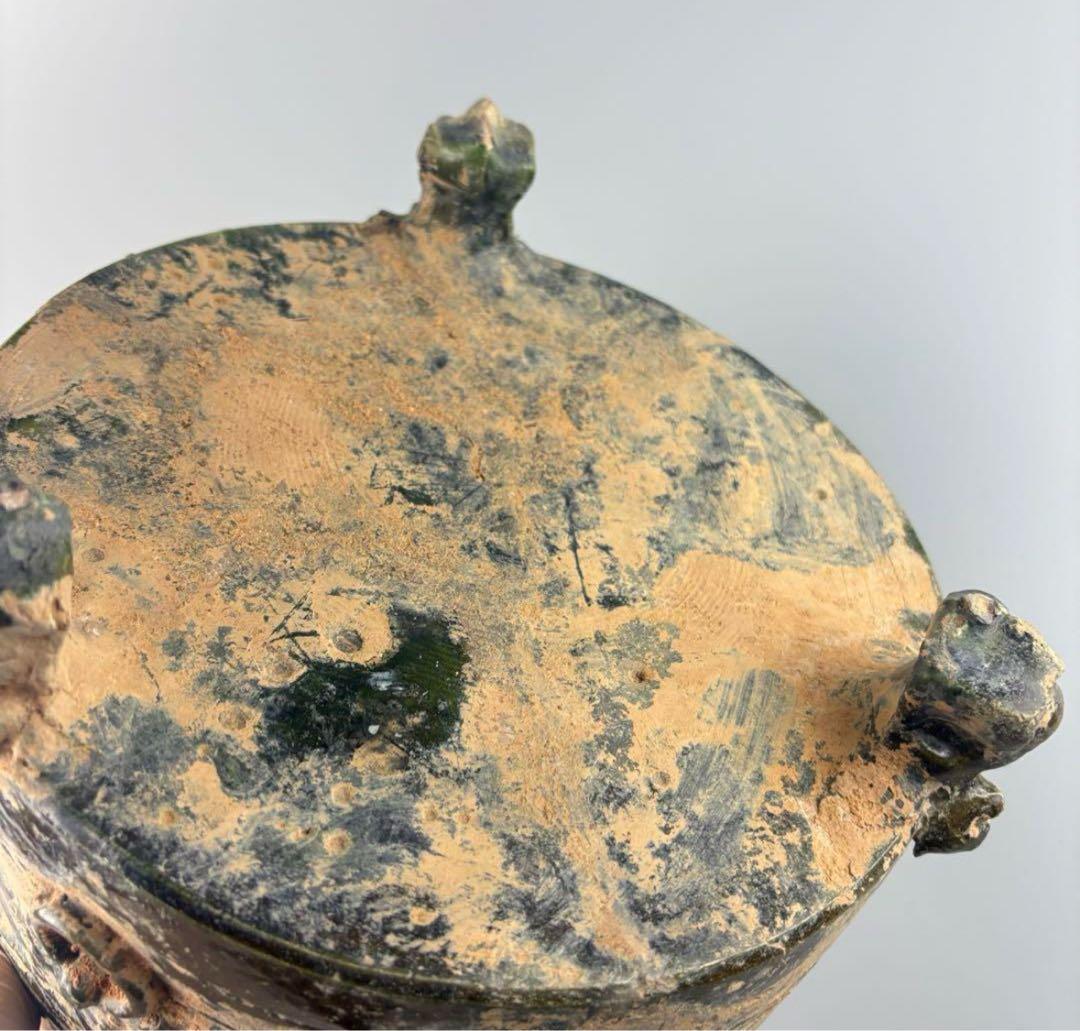 漢緑釉 三足 獅子 中国 陶器